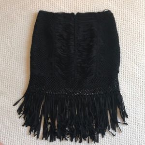 bebe Skirts - NWOT Bebe crochet and fringe black skirt bebe Skirts - NWOT Bebe crochet and fringe black skirt